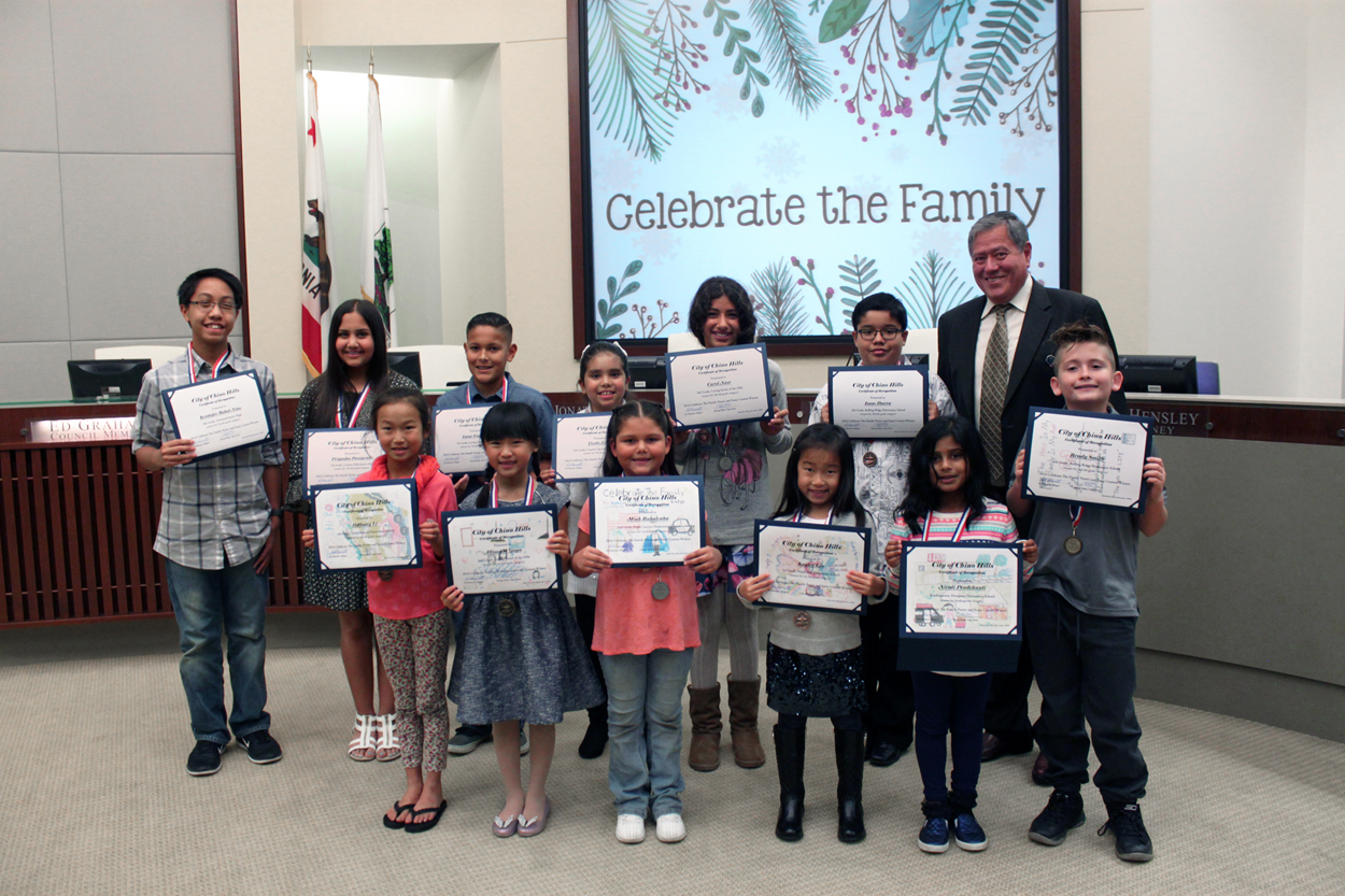 Winners of the Celebrate the Family Contest with Mayor Ray Marquez